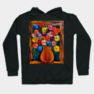 Some abstract mixed flowers in a metallic vase Hoodie